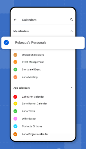 screenshot of Zoho Calendar